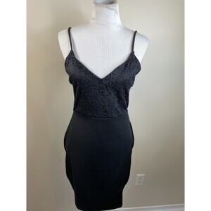 E.L.H. Womens Little Black Dress Size Large Black Bare Back VNeck Mini Party NWT
